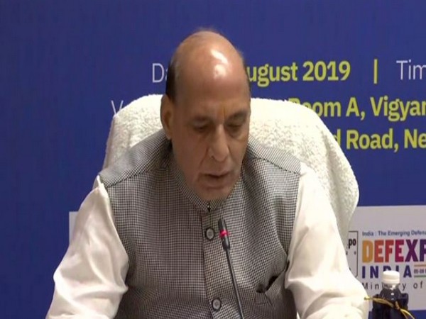 Defence Minister Rajnath Singh addressing an event in New Delhi on Friday 