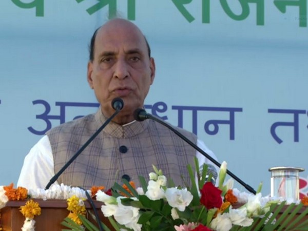 Defence Minister Rajnath Singh speaking at an event at DRDE in Gwalior on Friday
