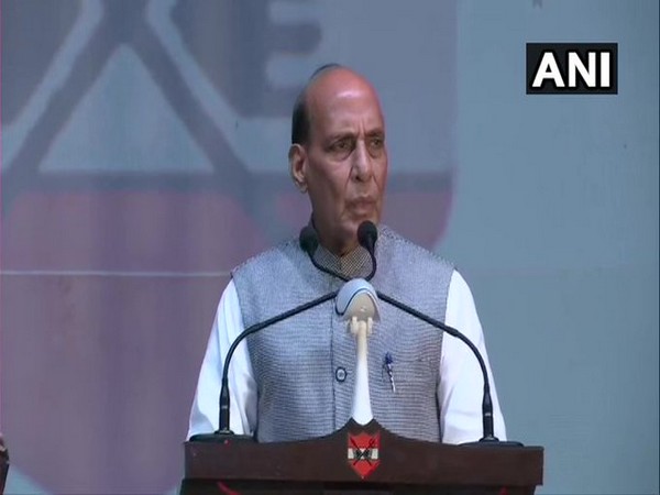 Defence Minister Rajnath Singh addressing jawans at headquarters of XXXIII Corps, in Sukna on Saturday.
