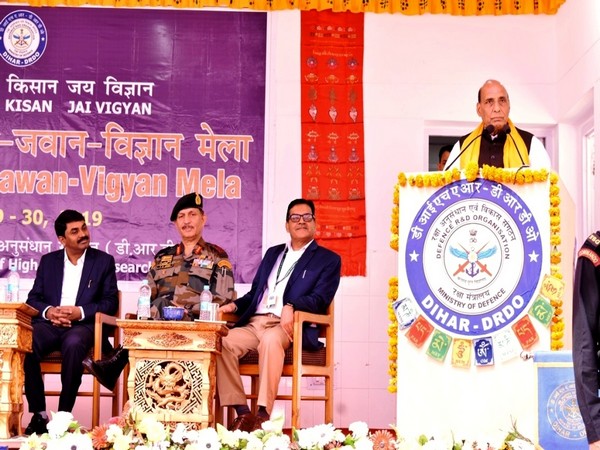 Defence Minister Rajnath Singh speaking at Ladakhi-Kisan-Jawan-Vigyan Mela in Leh on Thursday.
