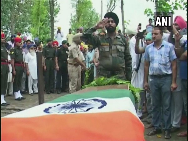 Martyred Lance Naik Rajender Singh accorded full state honour in Gurdaspur on Sunday 