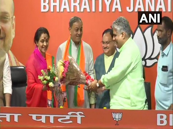 Former Congress MP Sanjay Sinh and his wife Ameeta Sinh joining BJP on Wednesday.