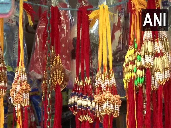 Rakhis at a local market. (Photo/ANI)
