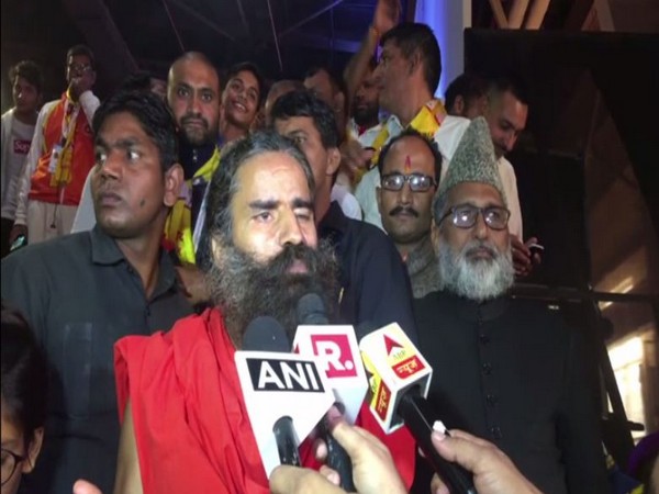 Yoga Guru Baba Ramdev speaks to media in Noida on Saturday [Photo/ANI]
