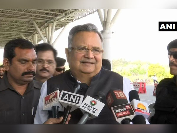 Former CM Raman Singh speaking to reporters in Raipur, Chhattisgarh on Saturday.