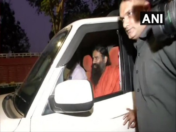 Baba Ramdev leaving NSA Ajit Doval's residence in New Delhi after the meeting on Saturday.