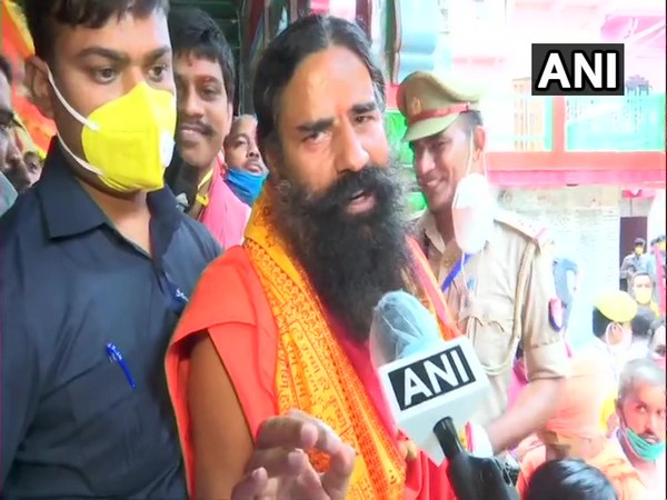 Ramdev speaking to ANI at Hanuman Garhi temple in Ayodhya. (Photo/ANI)