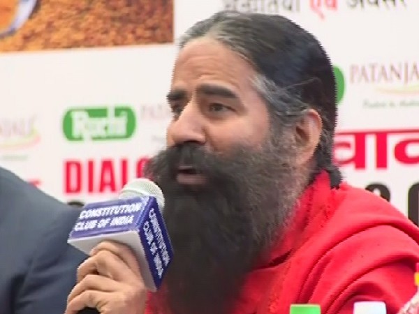 Yoga Guru Baba Ramdev speaking to media in New Delhi on Friday. 