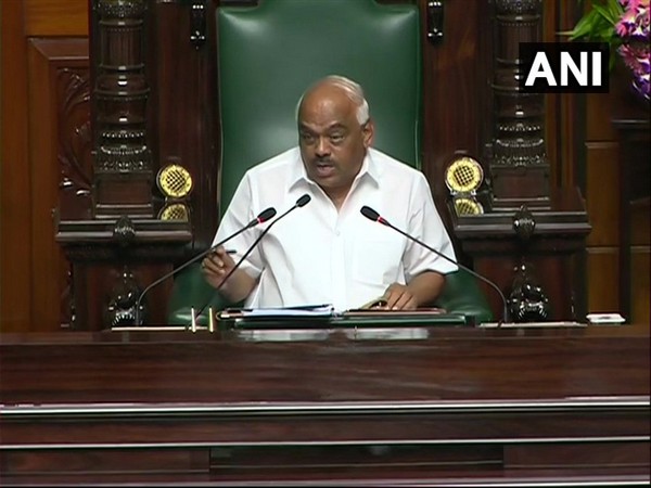 Karnataka Assembly Speaker KR Ramesh Kumar speaking at Vidhan Soudha on Friday.