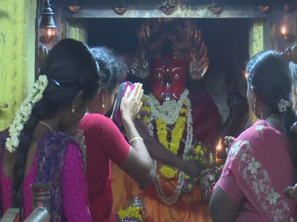 Women devotees offering special prayers at Rameswaram in Tamil Nadu on Friday. Photo/ANI