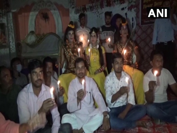 Moradabad's Ramlila Committee staged protest in the district over electricity issues (Photo/ANI)