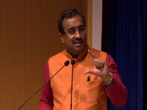 BJP general secretary Ram Madhav speaking at an event in New Delhi on Saturday. Photo/ANI