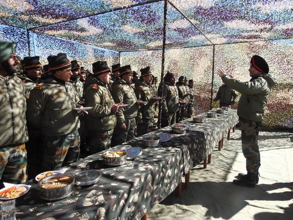 Lieutenant General Ranbir Singh interacting with troops in Eastern Ladakh on Tuesday