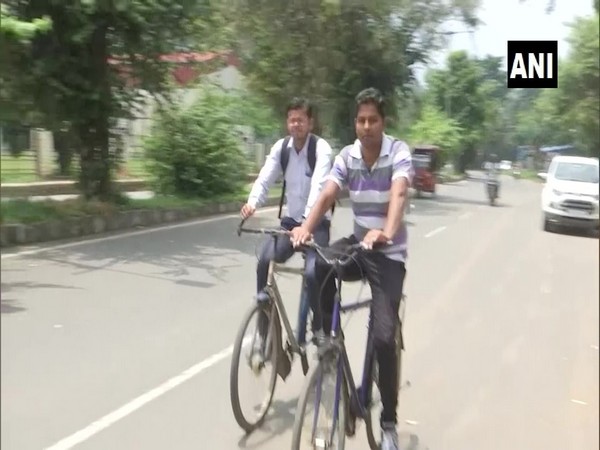 Visual of people riding bicycles in Ranchi (Photo/ANI) 