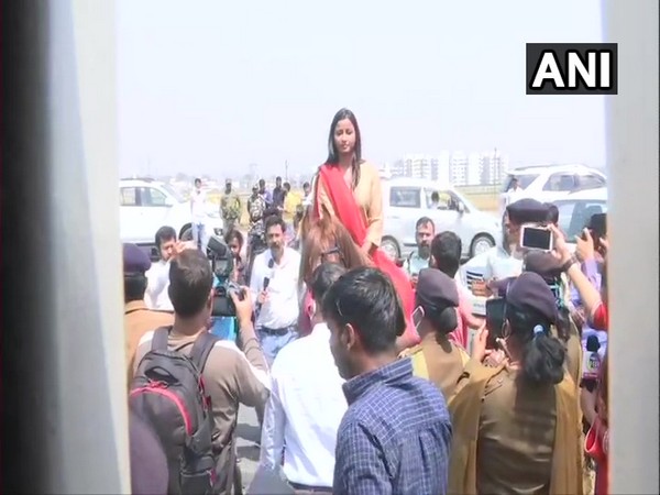 Congress MLA Amba Prasad outside Jharkhand Assembly