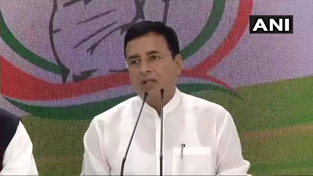 Randeep Singh Surjewala addressing the media in New Delhi on Tuesday
