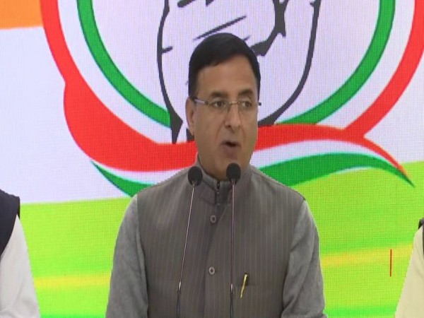 Congress spokesperson Randeep Singh Surjewala addresses a press conference on Thursday [Photo/ANI]