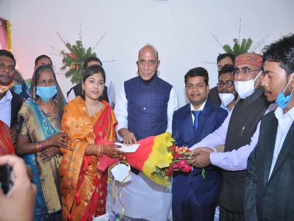 Defence Minister Rajnath Singh attended the marriage function of Dr Brijendra, whose education was supported by him.