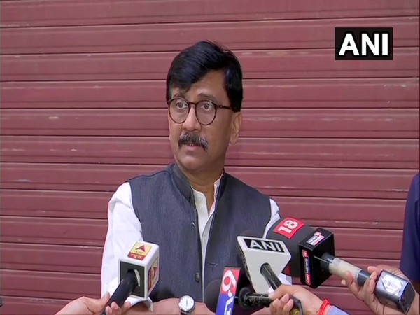 Shiv Sena MP Sanjay Raut speaking to reporters in Mumbai on Monday. 
