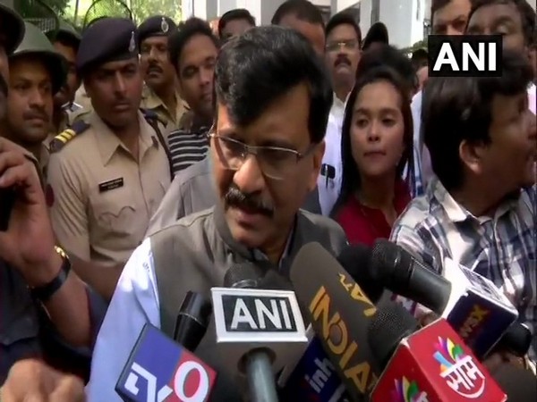 Shiv Sena leader Sanjay Raut speaking to reporters in Mumbai on Saturday. Photo/ANI