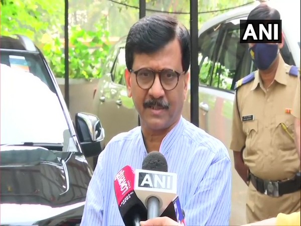 Shiv Sena leader Sanjay Raut speaking to reporters in Mumbai on Tuesday.