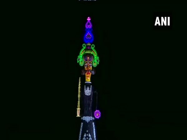 The 221 feet Ravana effigy which was burnt in Chandigarh on Tuesday 