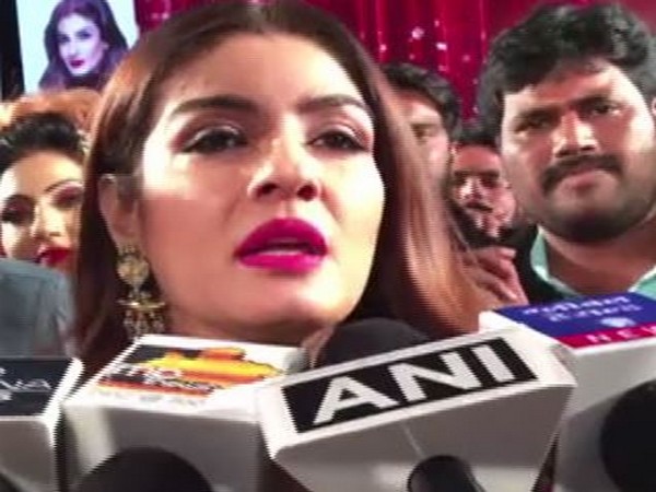 Raveena Tandon speaking to reporters in Indore 