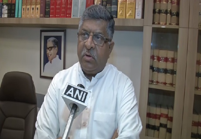 Union Minister Ravi Shankar Prasad speaking to ANI in Patna, Bihar, on Saturday. Photo/ANI