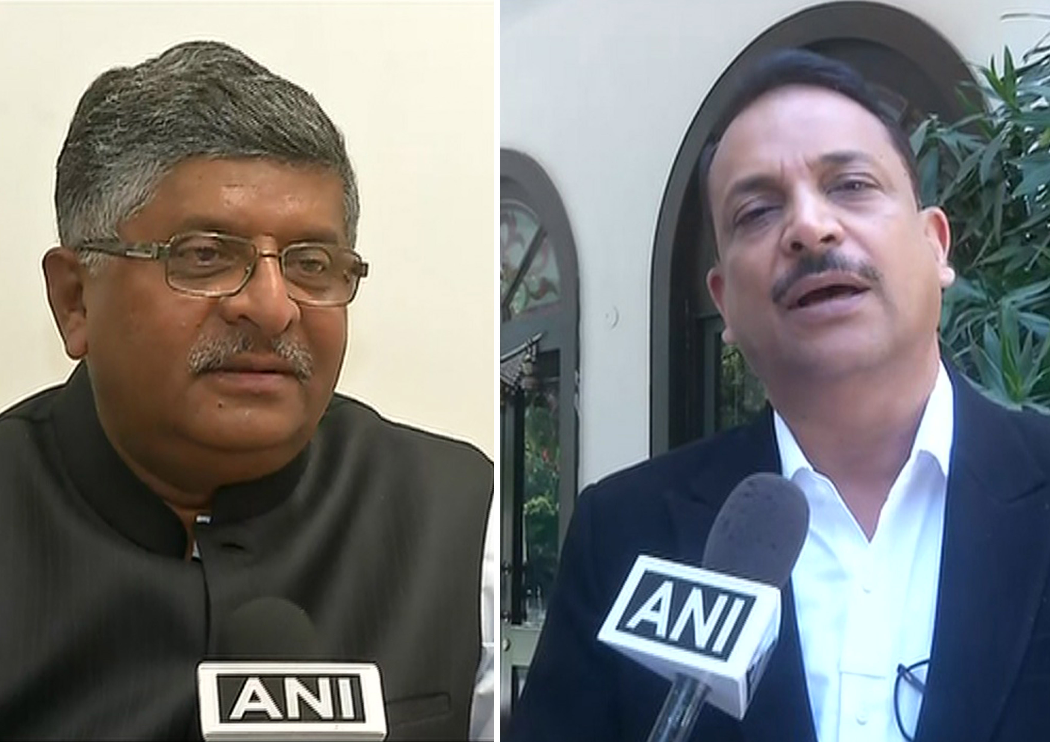 Union Minister Ravi Shankar Pradesh (L) and BJP MP Rajiv Pratap Rudy (R) is speaking to ANI in Delhi on Saturday.