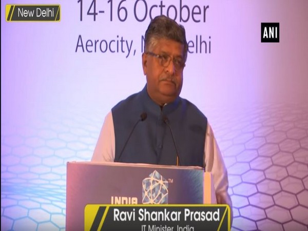 Ravi Shankar Prasad addressing an event of the Indian Mobile Congress in New Delhi on July 27. [Photo/ANI]