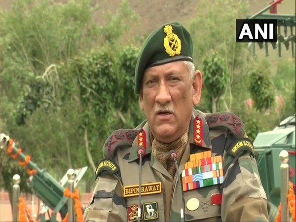 Army chief General Bipin Rawat speaking in a press conference in Dras, Jammu and Kashmir on Friday.