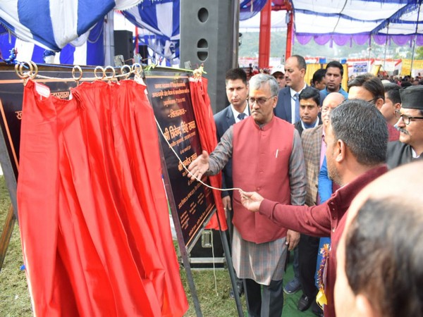 Chief Minister Trivendra Singh Rawat inaugurating development projects in Ukhimath on Sunday. Photo/Twitter@tsrawatbjp