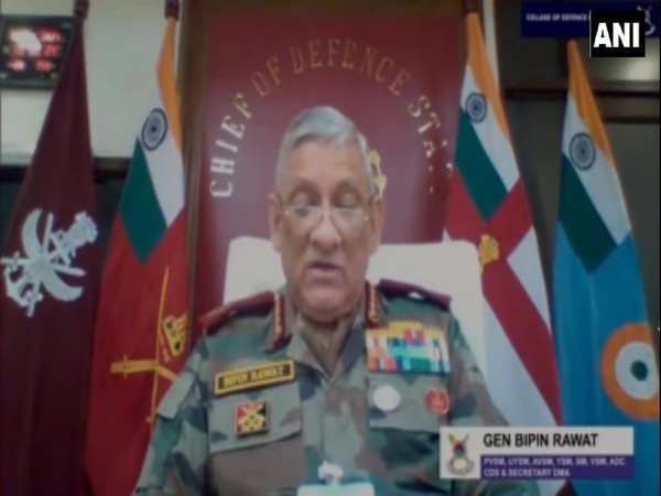 Chief of Defence Staff Gen Bipin Rawat delivering keynote address during a webinar on Thursday. (Photo/ANI)