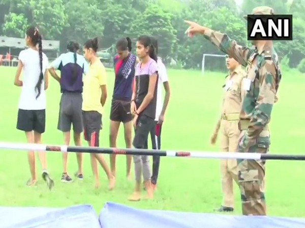 Women candidates at the high jump event during the trials on Thursday in Lucknow. Photo/ANI