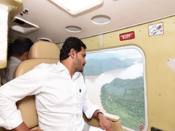 Andhra Pradesh Chief Minister YS Jaganmohan Reddy during aerial survey of the flood-hit state.