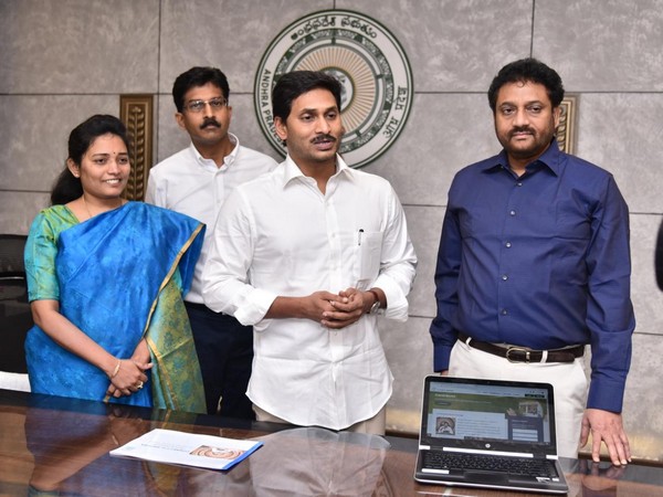 Andhra Pradesh Chief Minister YS Jagan Mohan Reddy launches 'connect to Andhra' web portal on Friday. (Photo/ANI)