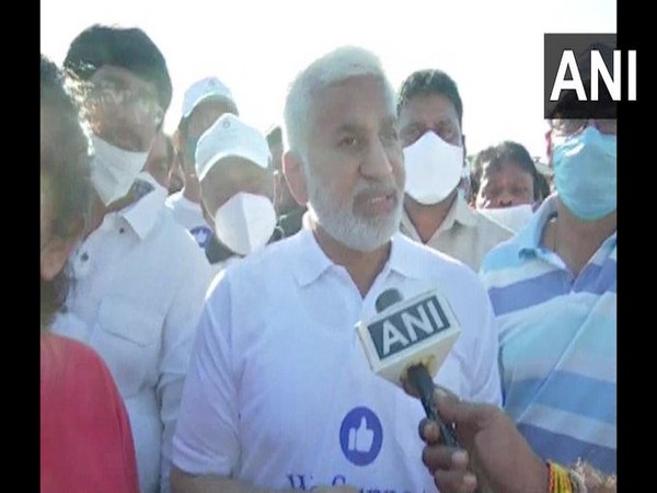 YSRCP MP Vijaysai Reddy speaking to ANI in Visakhapatnam on Friday. 