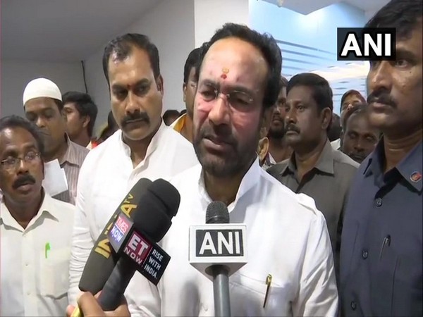 Union MoS for Home Affairs G Kishan Reddy talking to media persons in Hyderabad on Thursday.