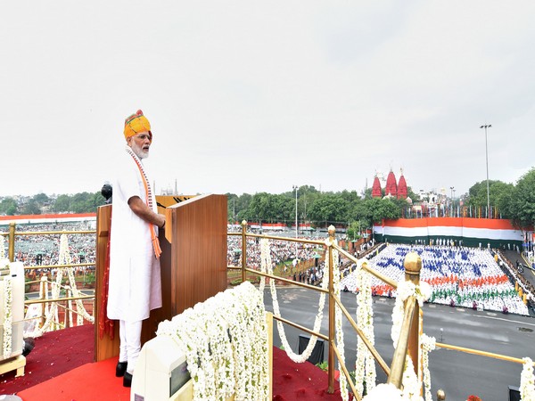 Prime Minister Narendra Modi addressing the nation from the ramparts of Red Fort in New Delhi on the occasion of 73rd Independence Day in 2019