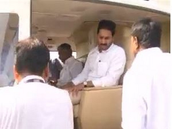Chief Minister YS Jaganmohan Reddy leaving in a helicopter from his residence on Wednesday. Photo/ANI