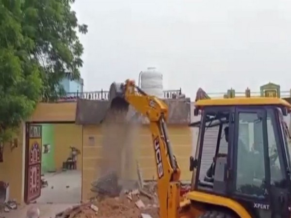 A visual of the illegal property that were demolished in Madhya Pradesh. (Photo/ANI)