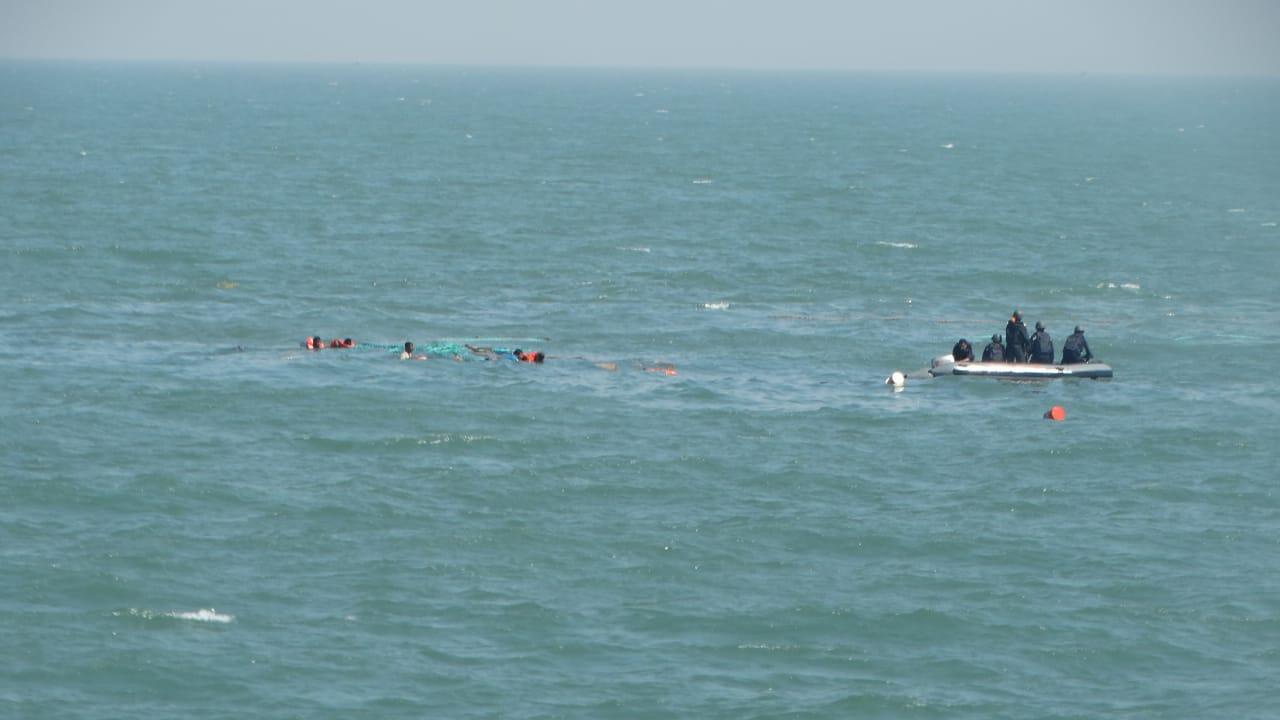 Visual of the rescue operation carried out by  the Indian Coast Guard on Monday.