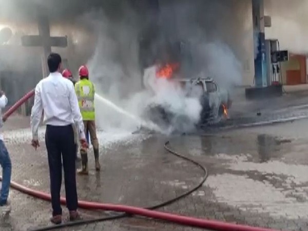Hyderabad's petrol pump where fire broke out on Tuesday. Photo/ANI