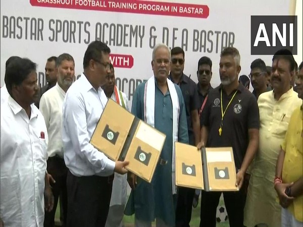 CM Baghel launches Chhattisgarh's first football ground in Jagdalpur city. (Photo/ANI)
