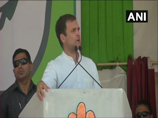 Rahul Gandhi addresing election rally at Chaibasa on Tuesday