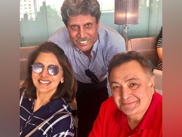 Neetu Kapoor with Rishi Kapoor and Kapil Dev, Image courtesy: Instagram