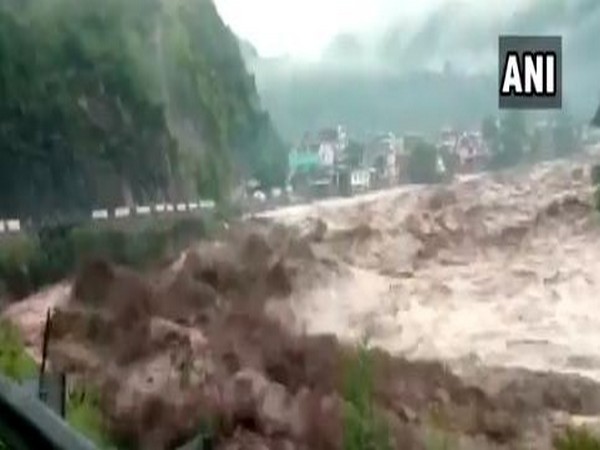 Tons river in Uttarkashi's Mori tehsil overflows following cloudburst in the area. (Photo/ANI)