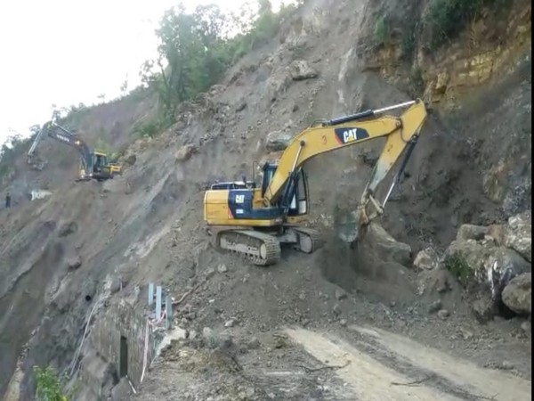 The Highway was earlier closed after it was blocked by the debris and boulders, due to landslide. (Photo: ANI)