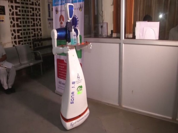 Robots are being used in  Sir Sayajirao Gaekwad Hospital, Vadodara to serve COVID-19 patients. (ANI)