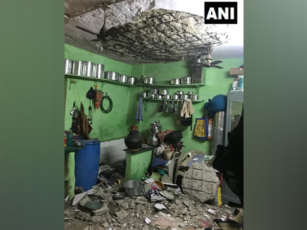 A view after collapse of a portion of house roof in Bharat Nagar area in Bandra